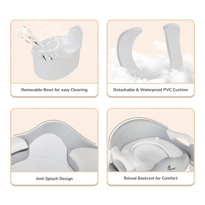 Hilltop Trainer 2-In-1 Step Stool And Potty Seat For Kids With Adjustable Height - Grey White