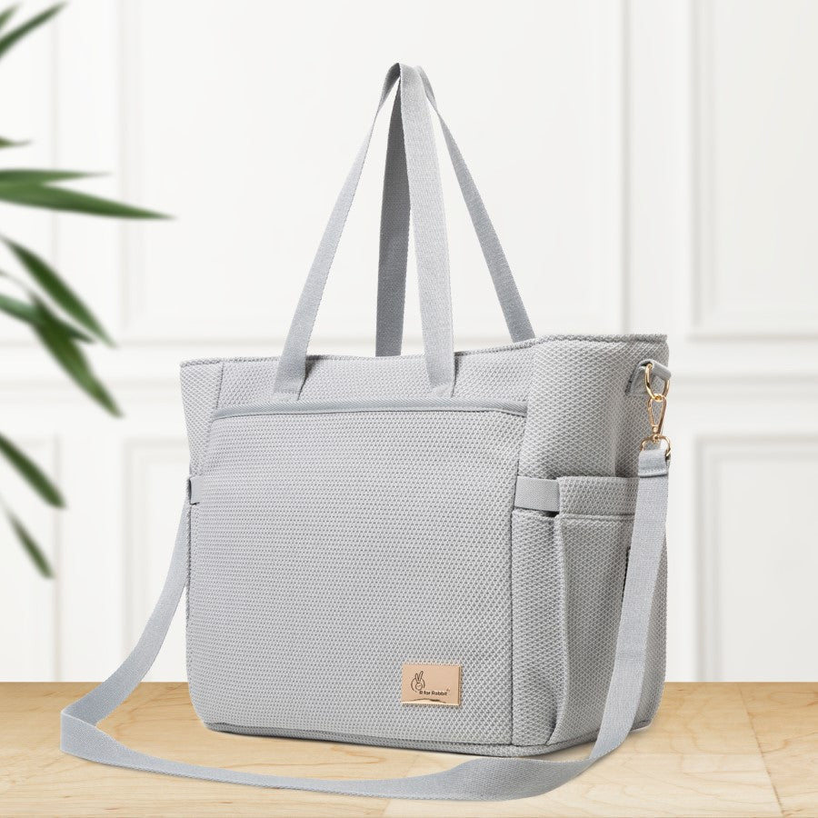 Caramello Tote Multi Purpose Diaper Bag With Spacious Storage - Grey