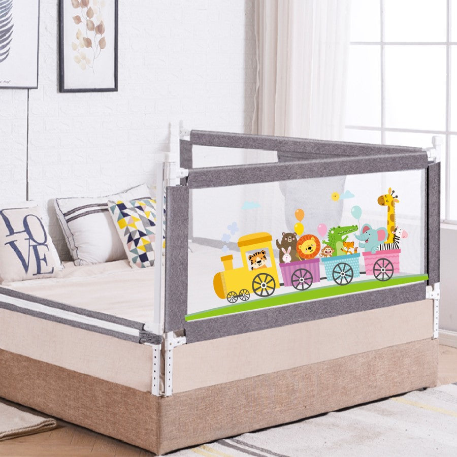 Safari Bed Rail for Baby Easy Install, Anti-Fall Safeguard for Toddler Safety - Grey
