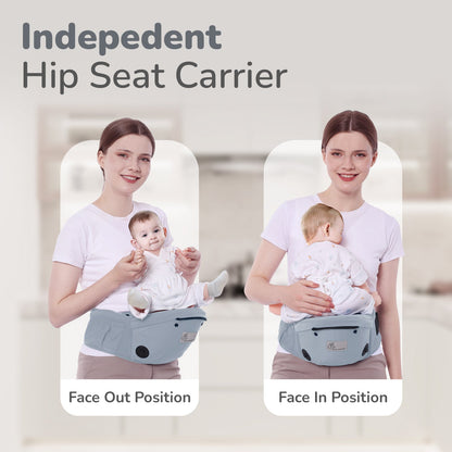Upsy Daisy Cozy Ergonomic 5-in-1 Hip Sit Baby Carrier for All-Day Comfort - Grey