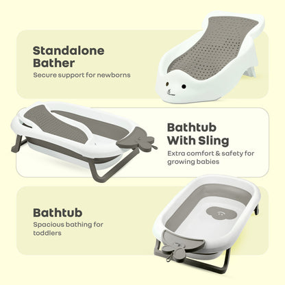 Bubble Double Bunny by R for Rabbit 3-in-1 Baby Bath Tub & Bather - Grey