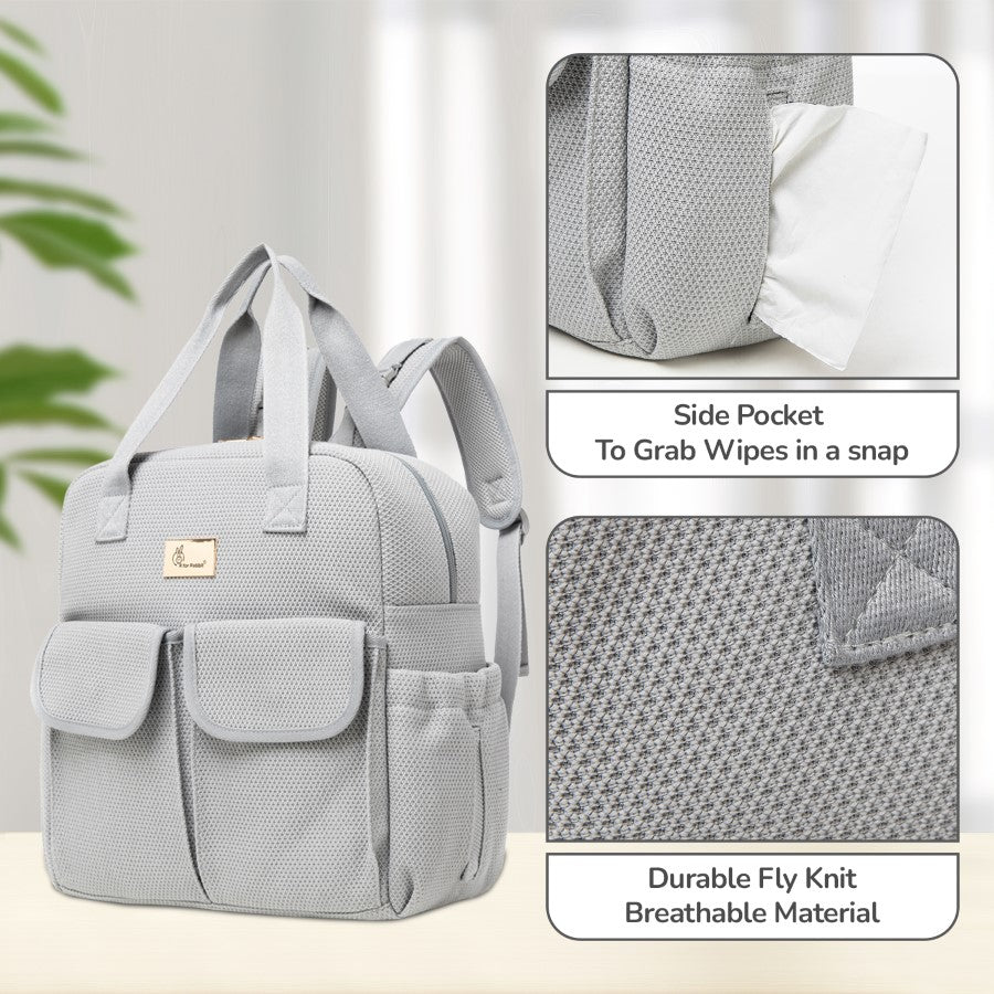 Caramello Breezy Premium Material Diaper Bag For New Moms - Grey