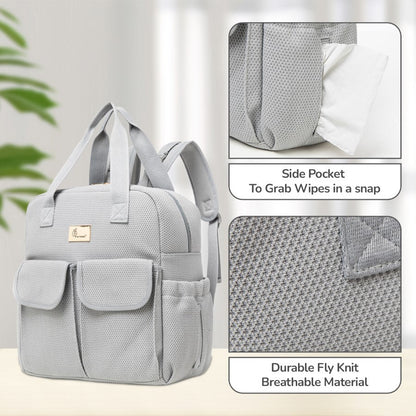 Caramello Breezy Premium Material Diaper Bag For New Moms - Grey