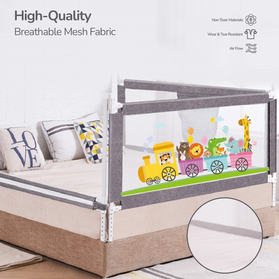 Safari Bed Rail for Baby Easy Install, Anti-Fall Safeguard for Toddler Safety - Grey