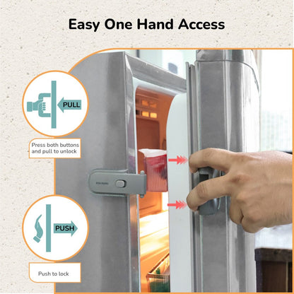 Protector Plus Fridge Locker Baby Safety Fridge Lock with 3M Adhesive - Grey