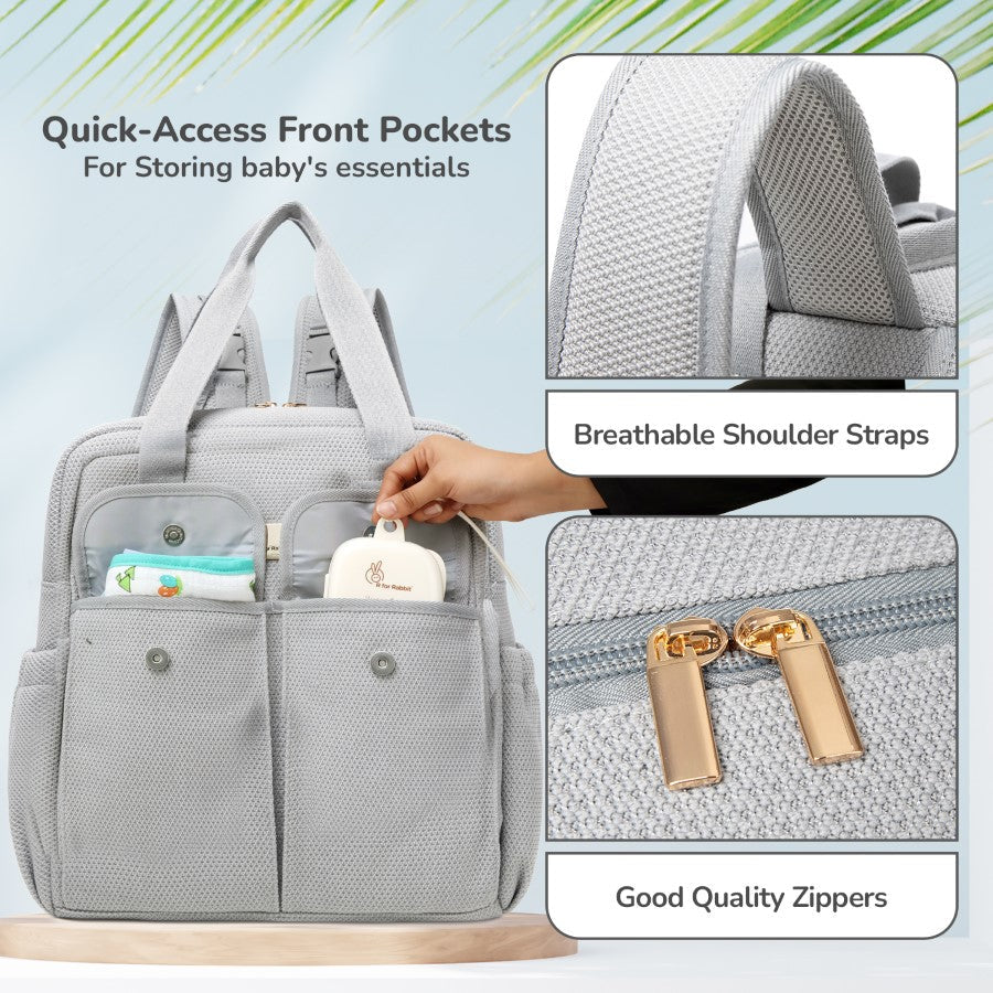Caramello Breezy Premium Material Diaper Bag For New Moms - Grey