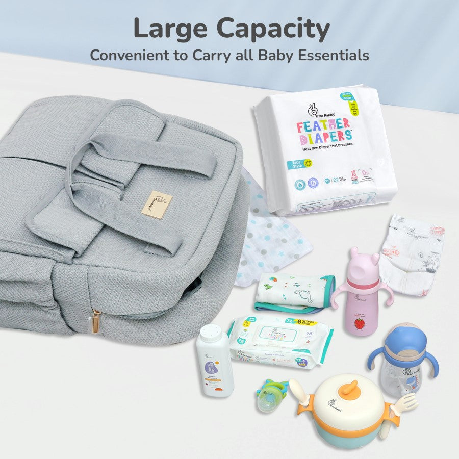Caramello Breezy Premium Material Diaper Bag For New Moms - Grey