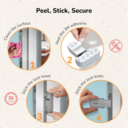 Protector Plus Fridge Locker Baby Safety Fridge Lock with 3M Adhesive - Grey