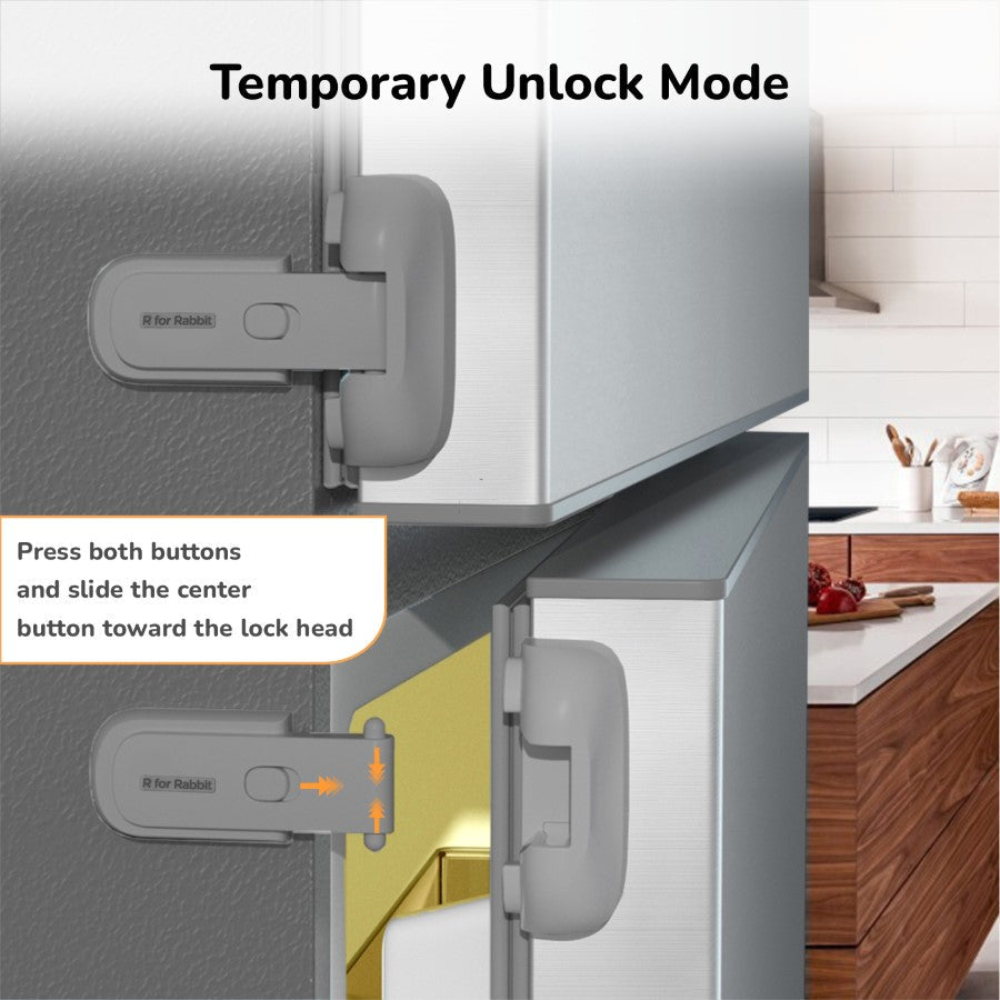 Protector Plus Fridge Locker Baby Safety Fridge Lock with 3M Adhesive - Grey
