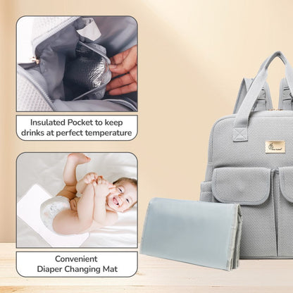 Caramello Breezy Premium Material Diaper Bag For New Moms - Grey