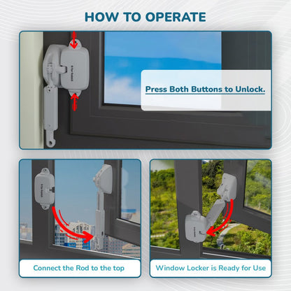 Protector Plus Window Locker Adjustable Baby Safety Window Lock - Grey