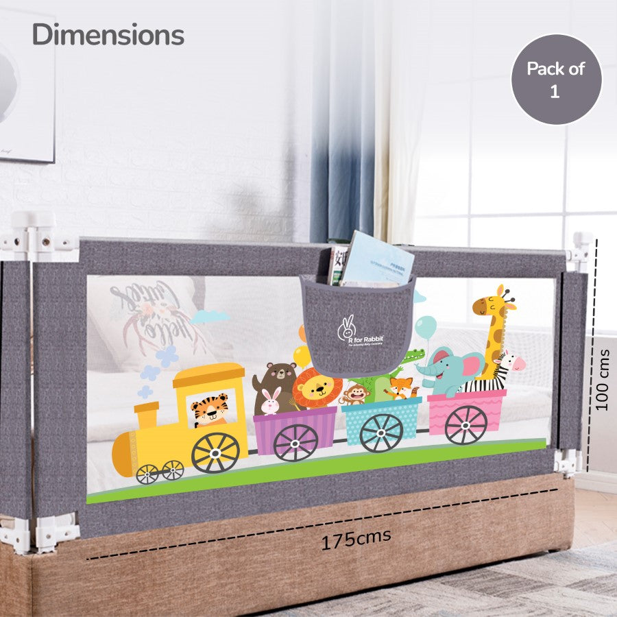 Safari Bed Rail for Baby Easy Install, Anti-Fall Safeguard for Toddler Safety - Grey