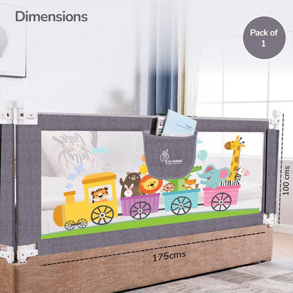 Safari Bed Rail for Baby Easy Install, Anti-Fall Safeguard for Toddler Safety - Grey