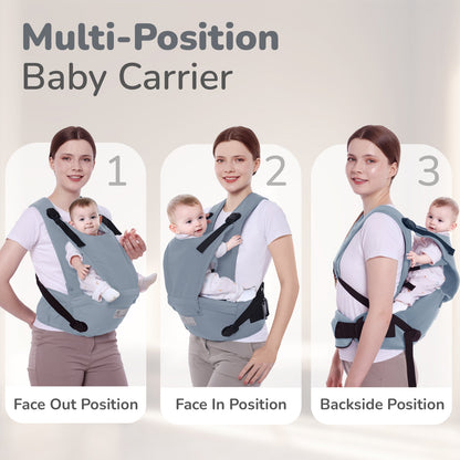 Upsy Daisy Cozy Ergonomic 5-in-1 Hip Sit Baby Carrier for All-Day Comfort - Grey
