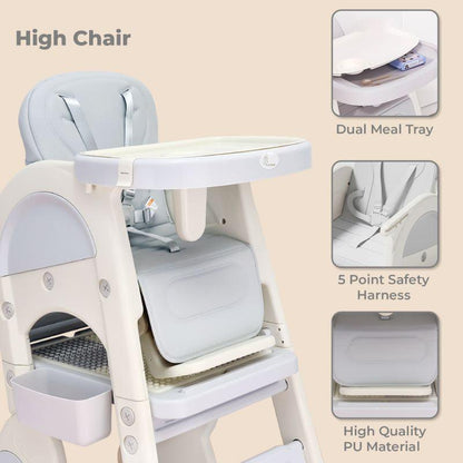 Grow N Play Multi-Functional Smart Convertible High Chair for Kids - White