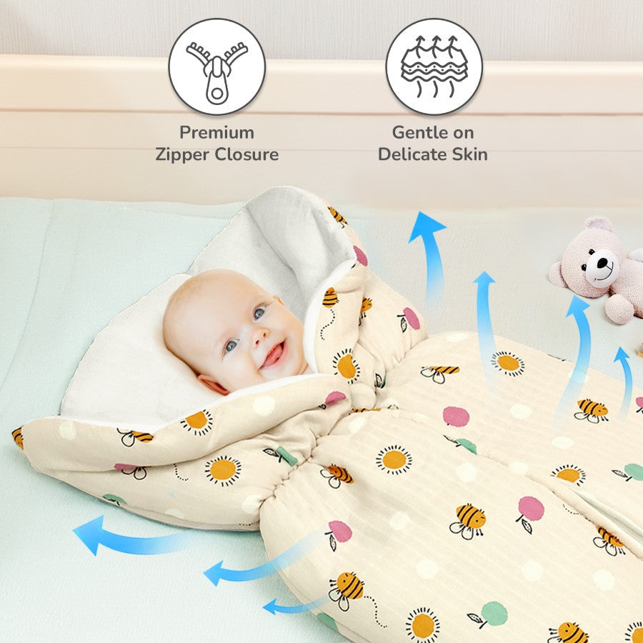 Snuggy Bliss 100% Muslin Cotton Baby Bedding for Newborns (0–6 Months) - Honey Beige