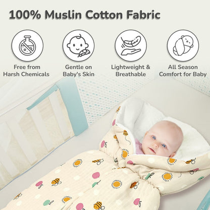 Snuggy Bliss 100% Muslin Cotton Baby Bedding for Newborns (0–6 Months) - Honey Beige