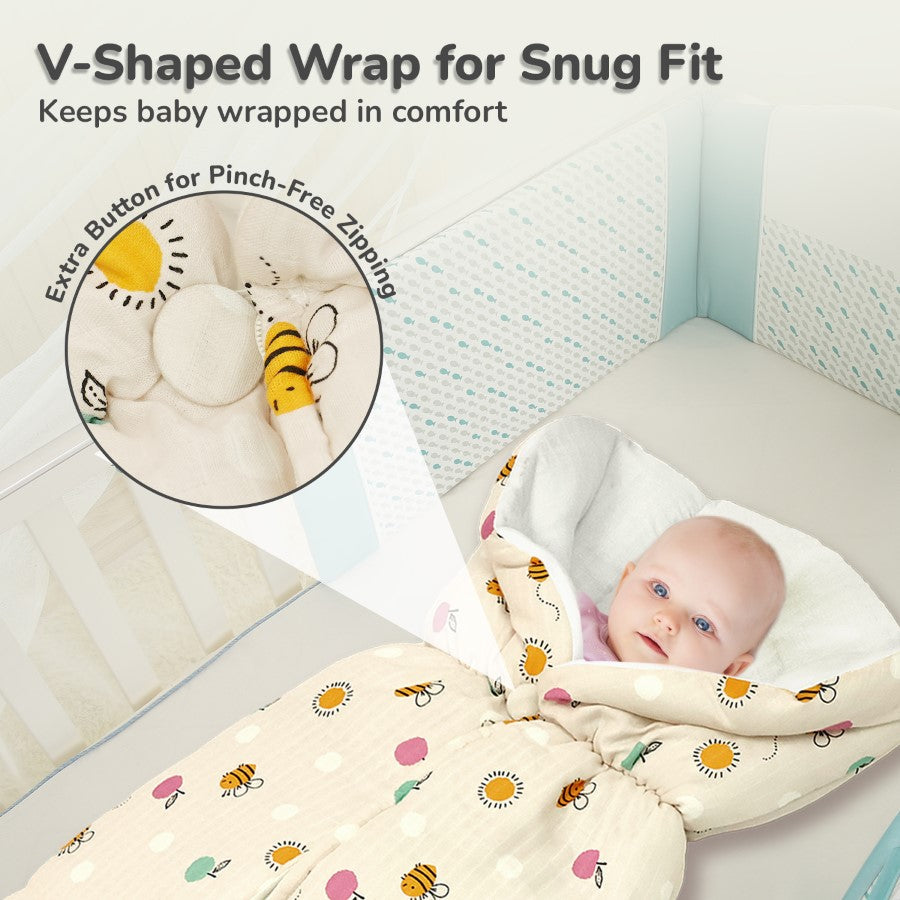Snuggy Bliss 100% Muslin Cotton Baby Bedding for Newborns (0–6 Months) - Honey Beige