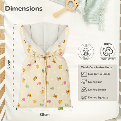 Snuggy Bliss 100% Muslin Cotton Baby Bedding for Newborns (0–6 Months) - Honey Beige