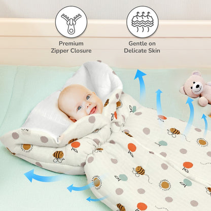 Snuggy Bliss 100% Muslin Cotton Baby Bedding for Newborns (0–6 Months) - Honey White