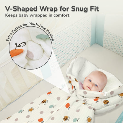 Snuggy Bliss 100% Muslin Cotton Baby Bedding for Newborns (0–6 Months) - Honey White