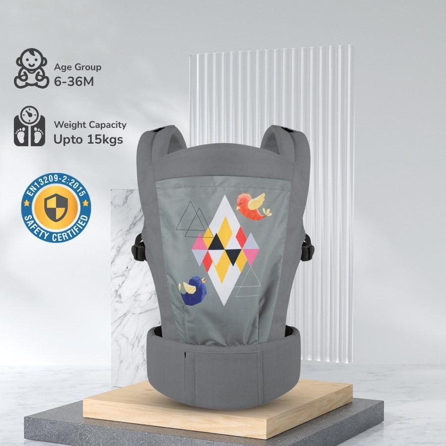 Hug Me Elite Baby Carrier Front & Back Carrier Position, Soft Linen Fabric, Wide Strap With Cap & Mobile Pocket - Grey