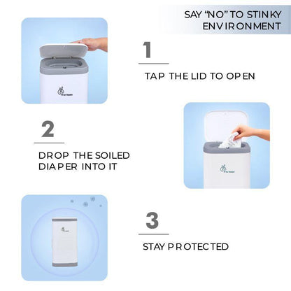 Hygo Bin- Portable Diaper Bin with Built-in Odor Controlling Carbon Filter, Leak-Proof Trash Bag, Easy To Use