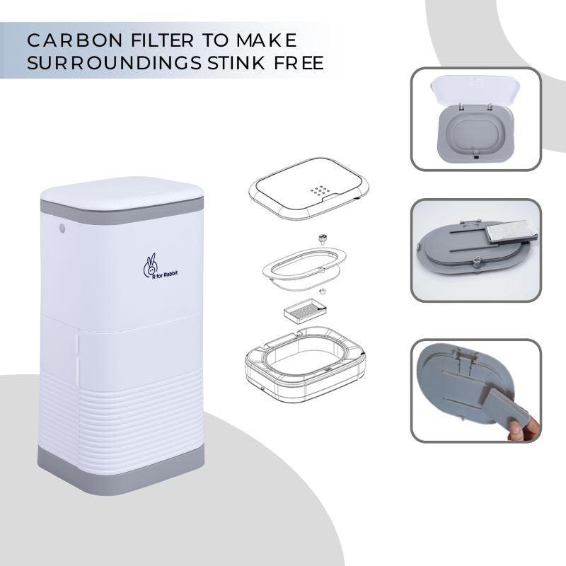 Hygo Bin- Portable Diaper Bin with Built-in Odor Controlling Carbon Filter, Leak-Proof Trash Bag, Easy To Use