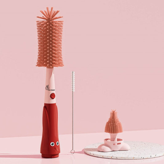 Hygo Care Bunny Baby Feeding Bottle Cleaner 3-in-1 Multipurpose Brush Set - Red