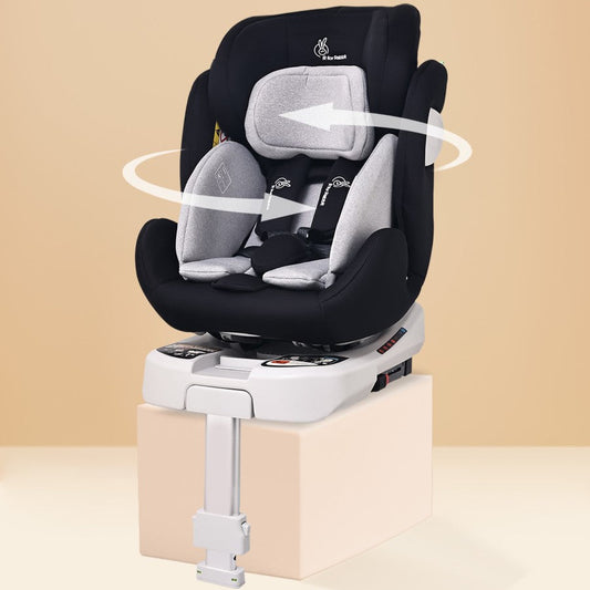 Jack N Jill ISOFIX Plus Car Seat For Kids 0 To 12 Years Safety Certified 360° Rotatable Seat - Black Grey