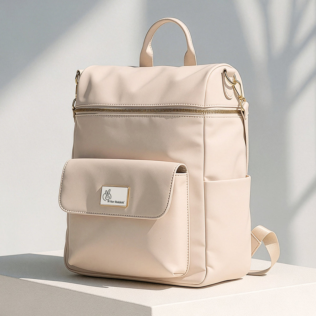 Caramello Bold Ivy Diaper Bag for Moms, Dual Carry Sling, Insulated Bottle Pockets With Premium Vegan Leather - Ivory Beige