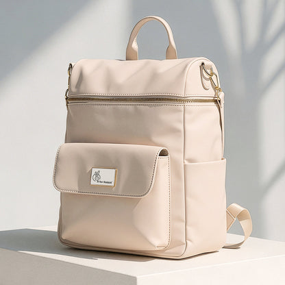 Caramello Bold Ivy Diaper Bag for Moms, Dual Carry Sling, Insulated Bottle Pockets With Premium Vegan Leather - Ivory Beige