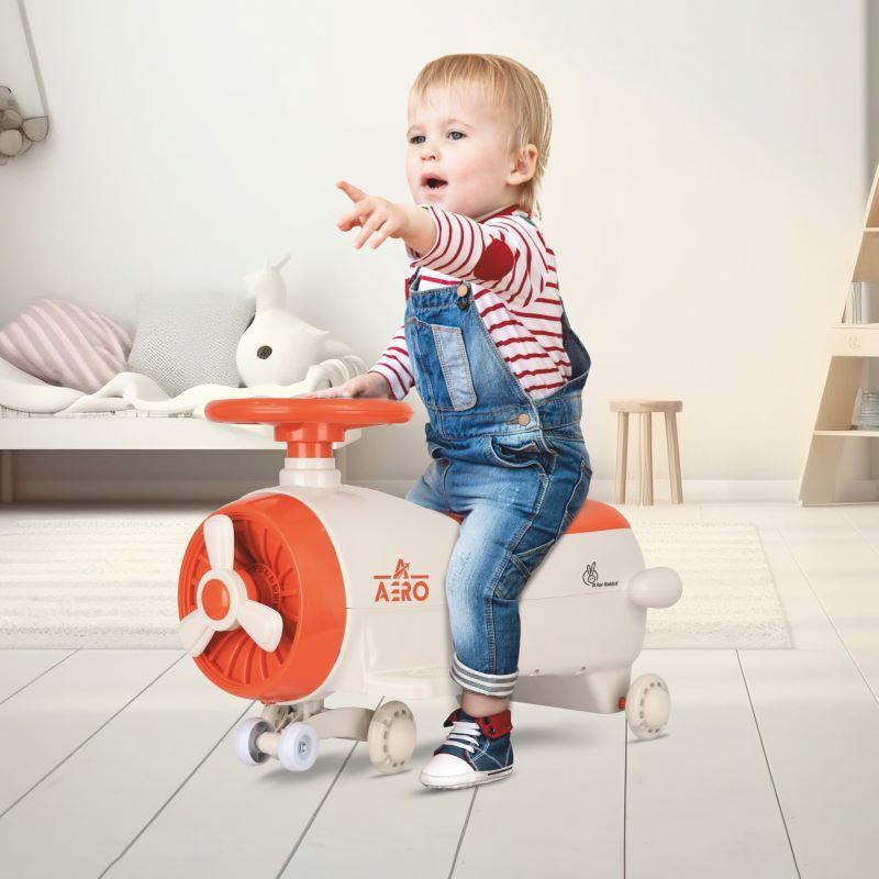 Iya Iya Aero Swing Car for kids 2 in 1 Ride On With ABEC 7 Bearing - Cream Orange