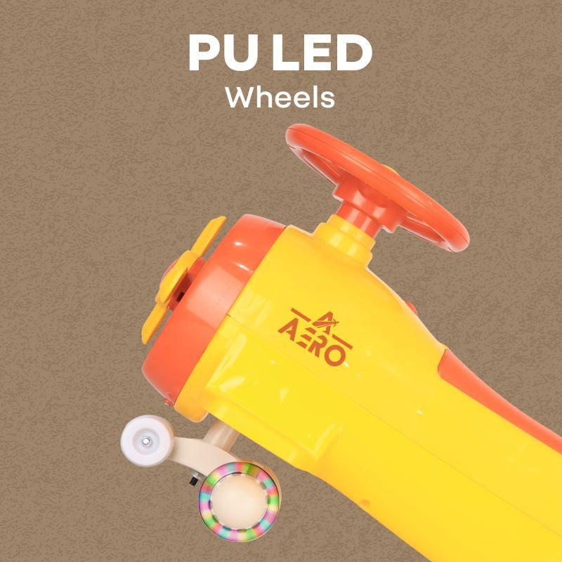 Iya Iya Aero Swing Car for kids 2 in 1 Ride On With ABEC 7 Bearing - Yellow Orange