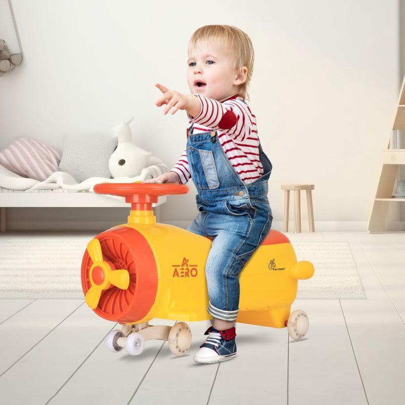 Iya Iya Aero Swing Car for kids 2 in 1 Ride On With ABEC 7 Bearing - Yellow Orange