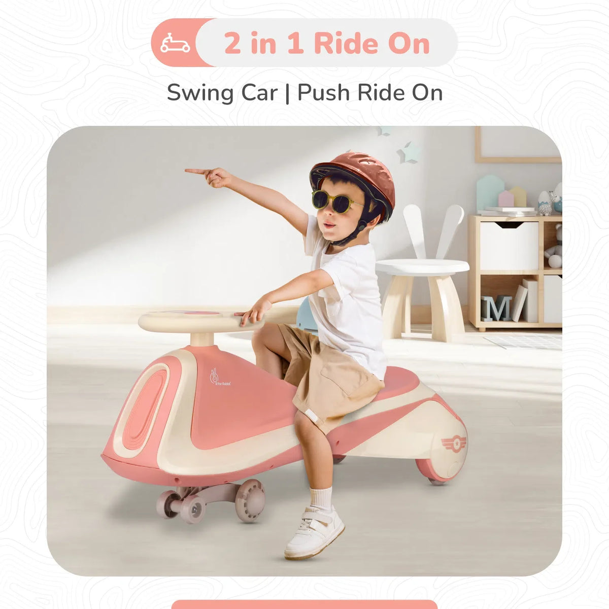 Iya Iya Sportz swing car for kids - Peach Grey