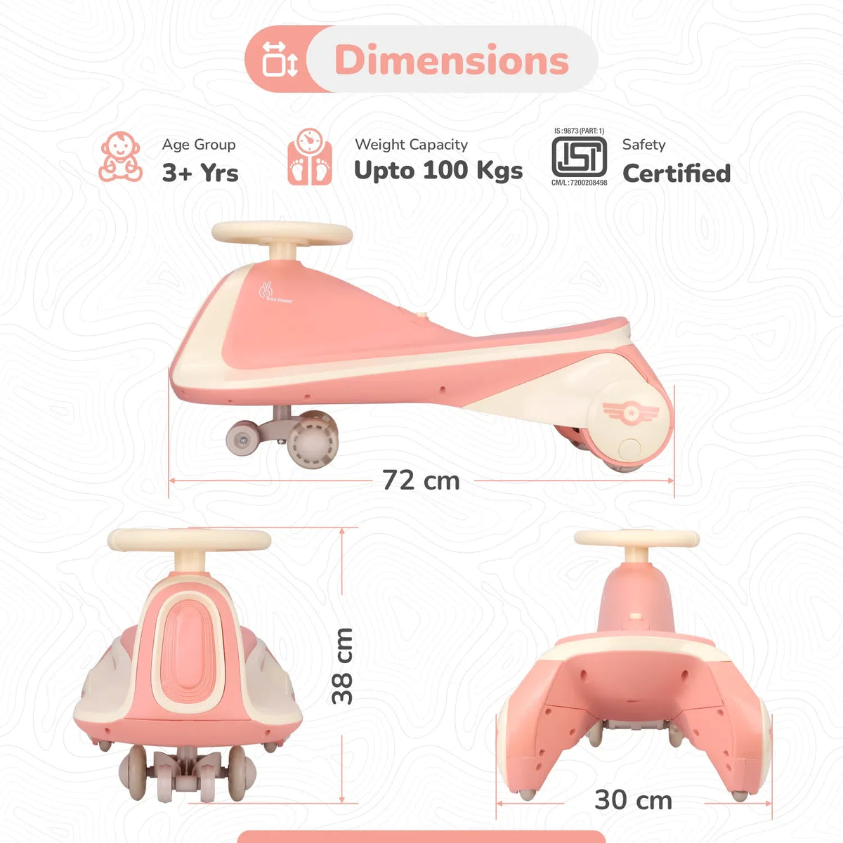 Iya Iya Sportz swing car for kids - Peach Grey