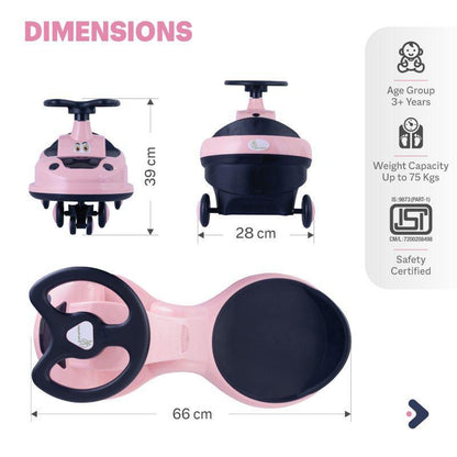 Iya Iya Zippy Swing Car For Kids - Pink