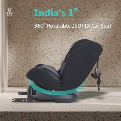 Jack N Jill Grand ISOFIX Car Seat For Kids 0 To 12 Years With Safety Harness - Black Grey