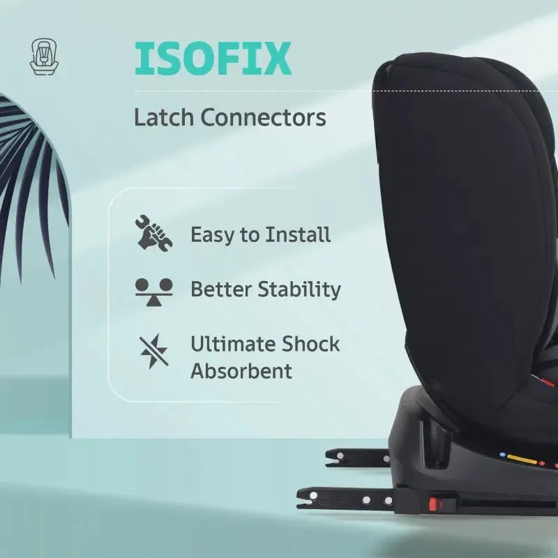 Jack N Jill Grand ISOFIX Car Seat For Kids 0 To 12 Years With Safety Harness - Black Grey