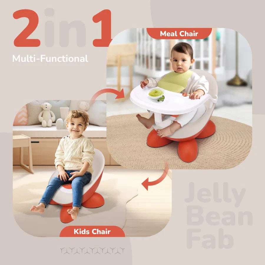 Jelly Bean Fab 2 in 1 Multipurpose Kids Chair and Meal Chair - Orange Cream