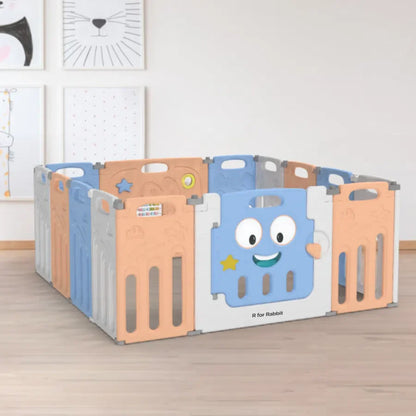 Joyland Playard For Kids 14-Panel Playard, Babies' Play Area, Indoor Setup - Blue Orange