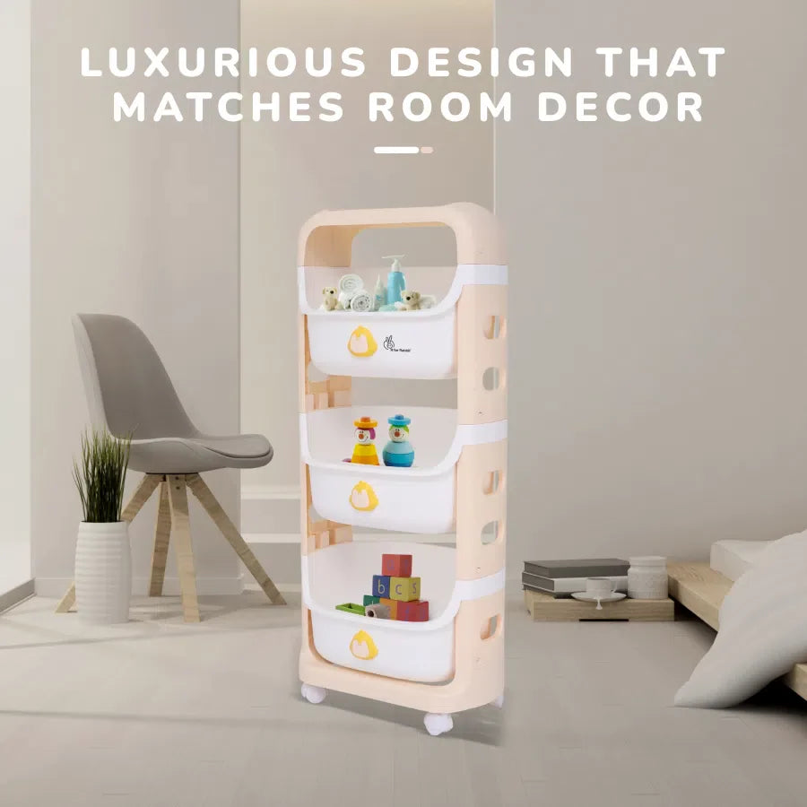 Kiddo Korner Frosty Storage Basket For Kids Lightweight Storage Organizer - Beige White