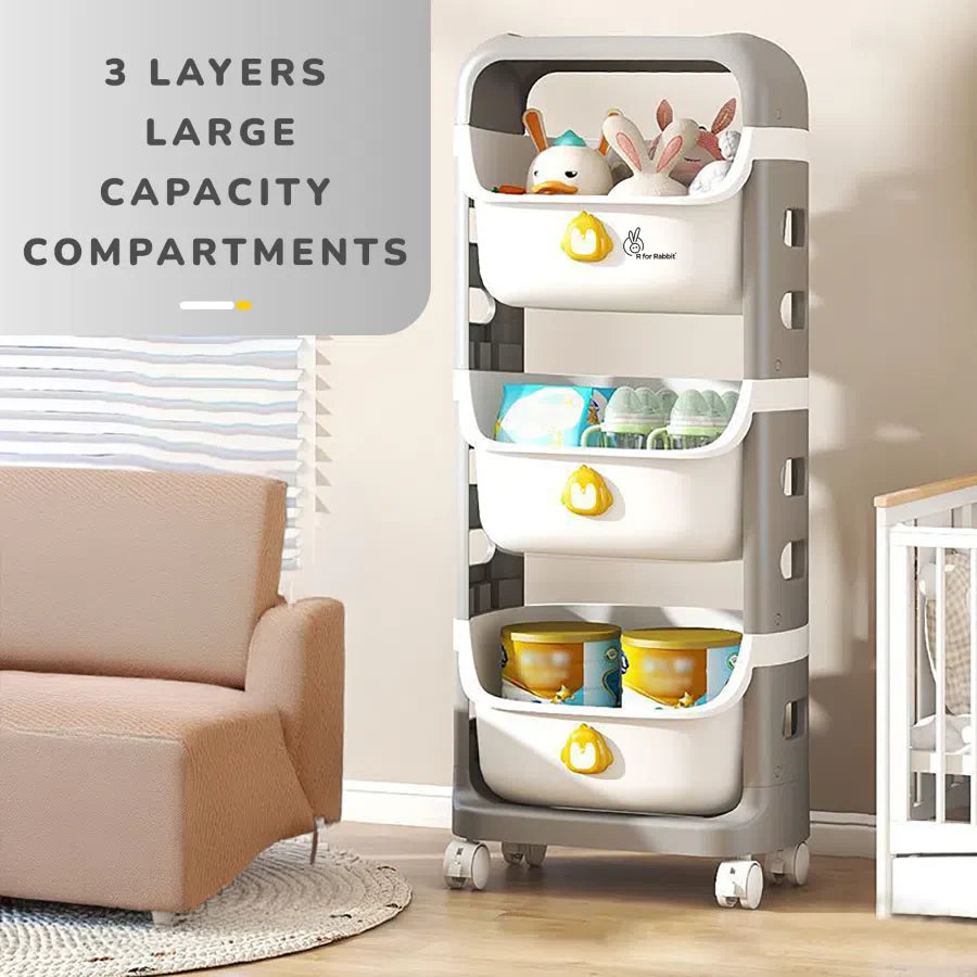 Kiddo Korner Frosty Storage Basket For Kids Lightweight Storage Organizer - Grey White