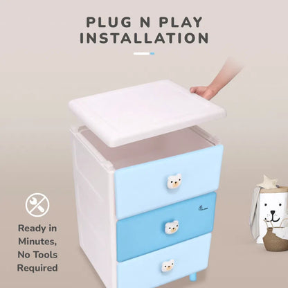 Kiddo Korner Teddy Storage Organizer For Kids With 4 Layers of Spacious Storage - Blue White