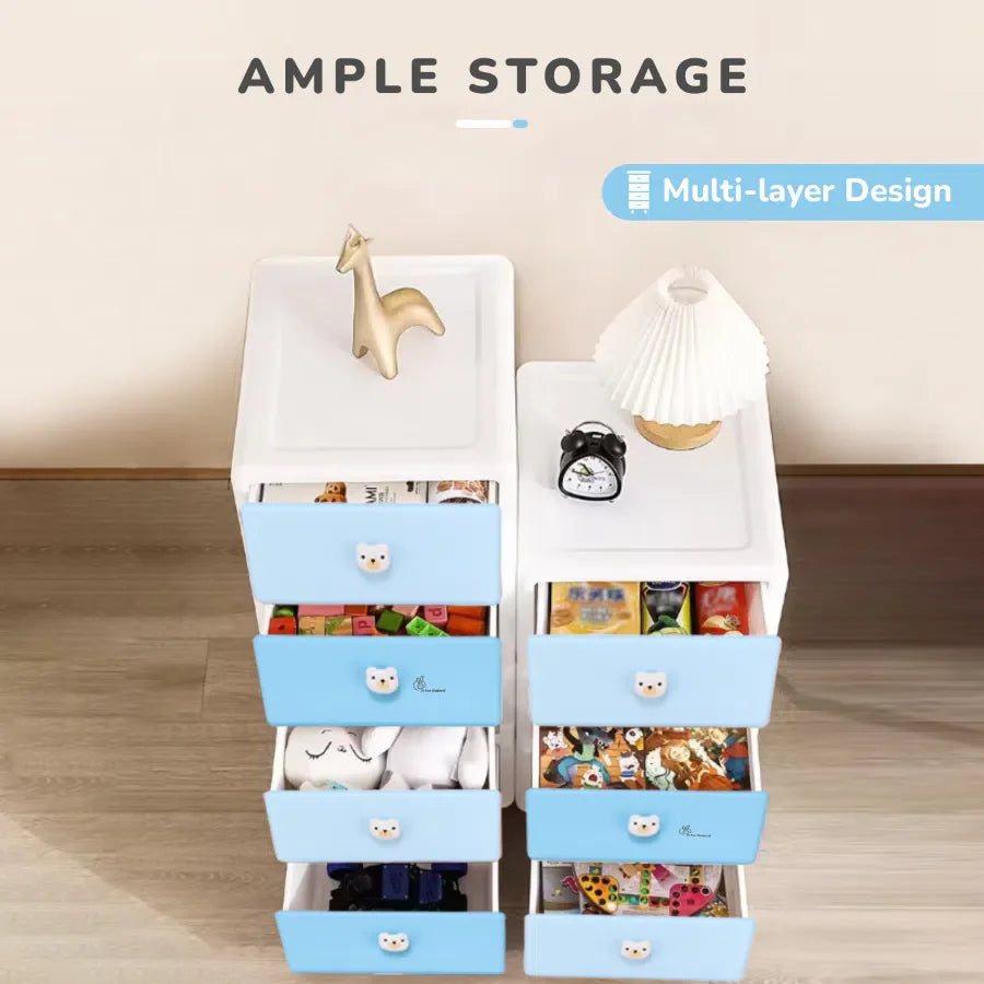 Kiddo Korner Teddy Storage Organizer For Kids With 4 Layers of Spacious Storage - Blue White