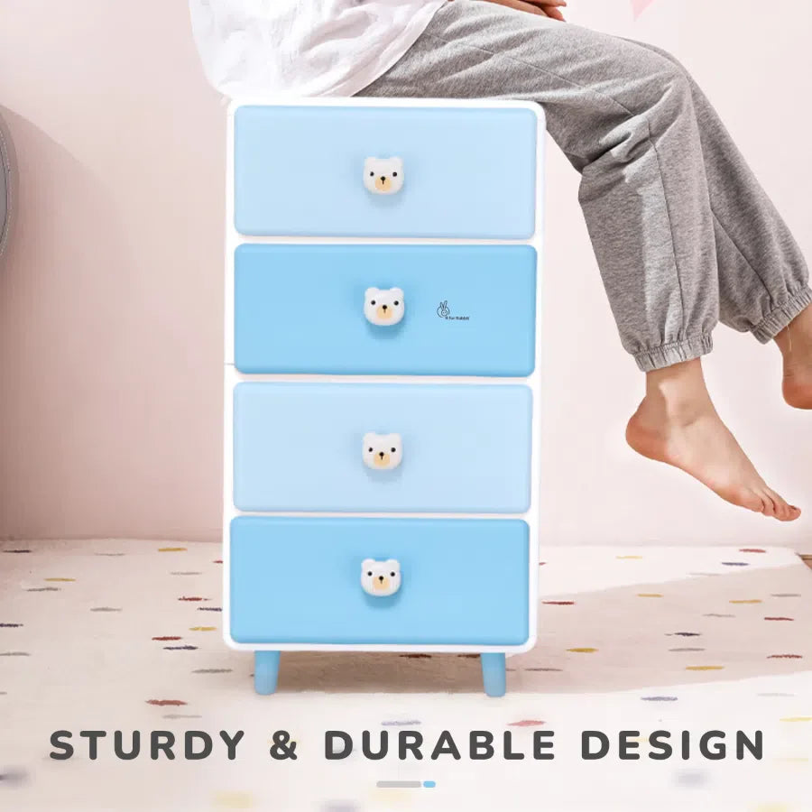 Kiddo Korner Teddy Storage Organizer For Kids With 4 Layers of Spacious Storage - Blue White