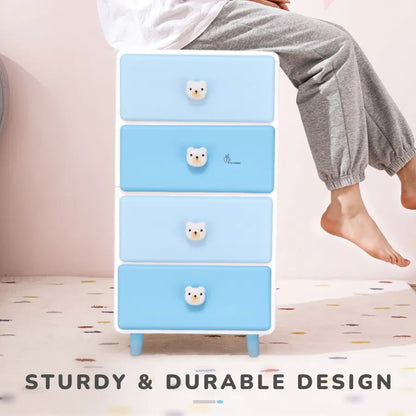 Kiddo Korner Teddy Storage Organizer For Kids With 4 Layers of Spacious Storage - Blue White
