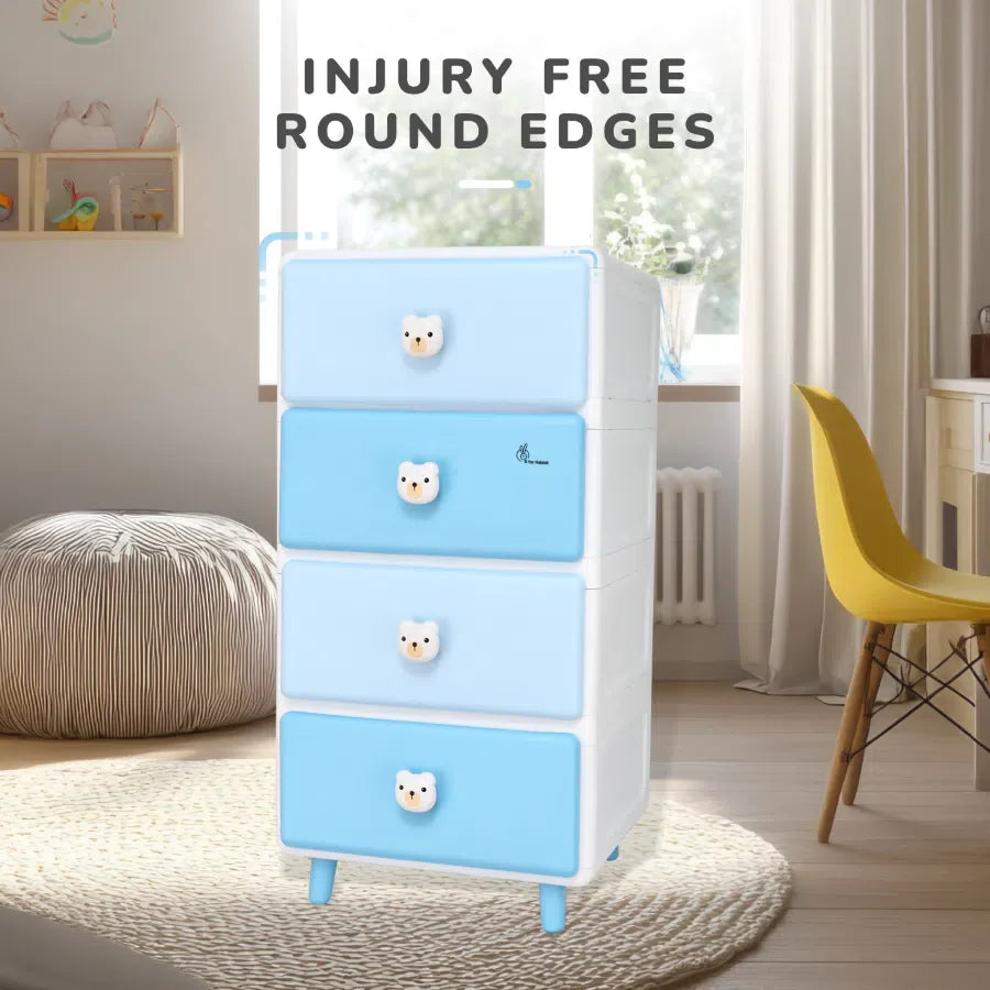 Kiddo Korner Teddy Storage Organizer For Kids With 4 Layers of Spacious Storage - Blue White