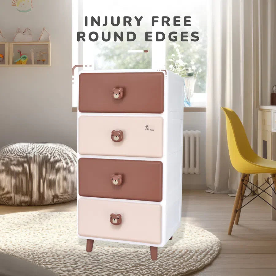 Kiddo Korner Teddy Storage Organizer For Kids With 4 Layers of Spacious Storage - Brown White